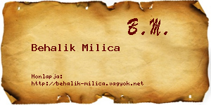 Behalik Milica névjegykártya